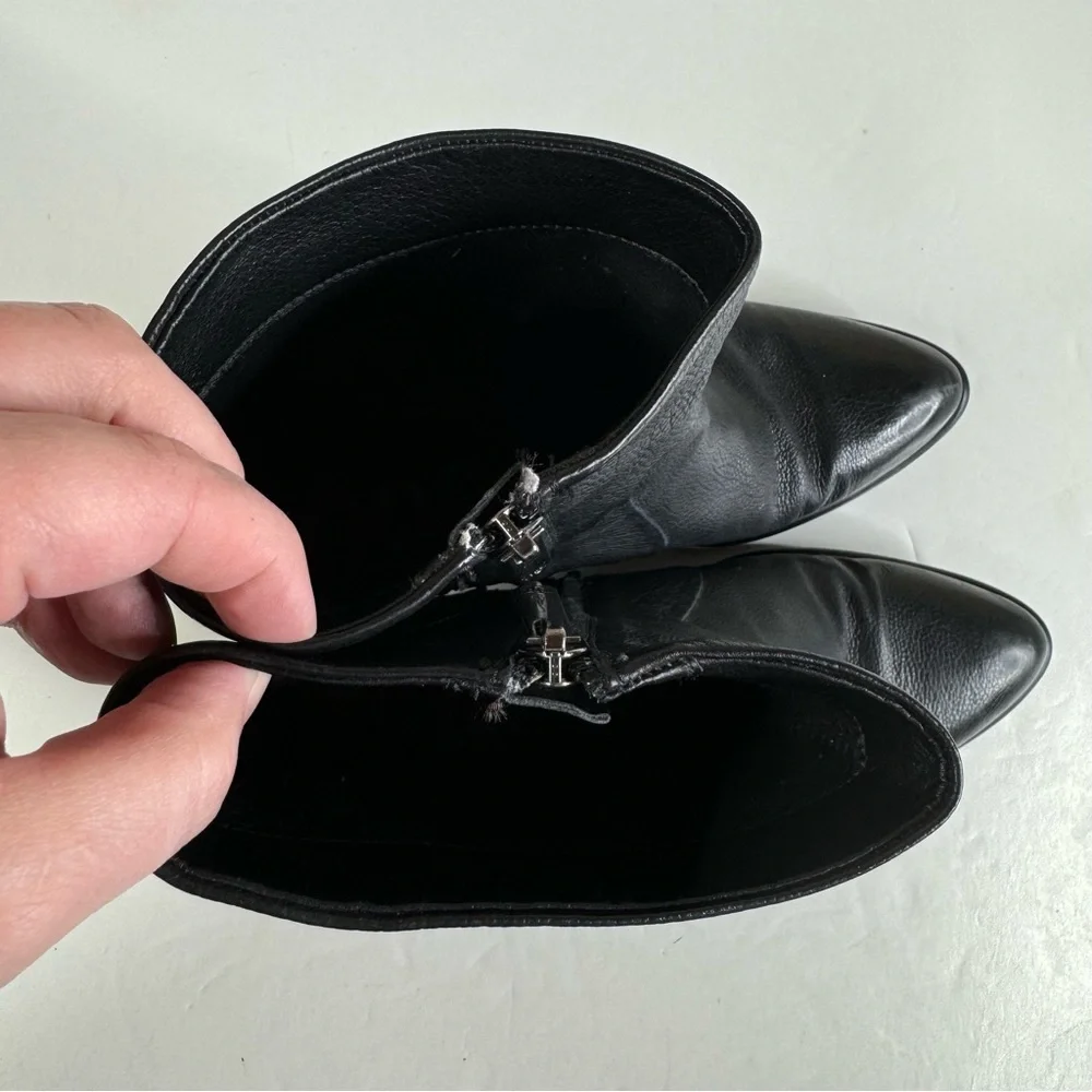 Sam Edelman Hilary Black Pebbled Leather Ankle Boots‎ Size 9.5